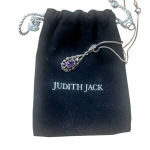 Vintage Judith Jack 16” Amethyst & Marcasite Sterling Silver Necklace